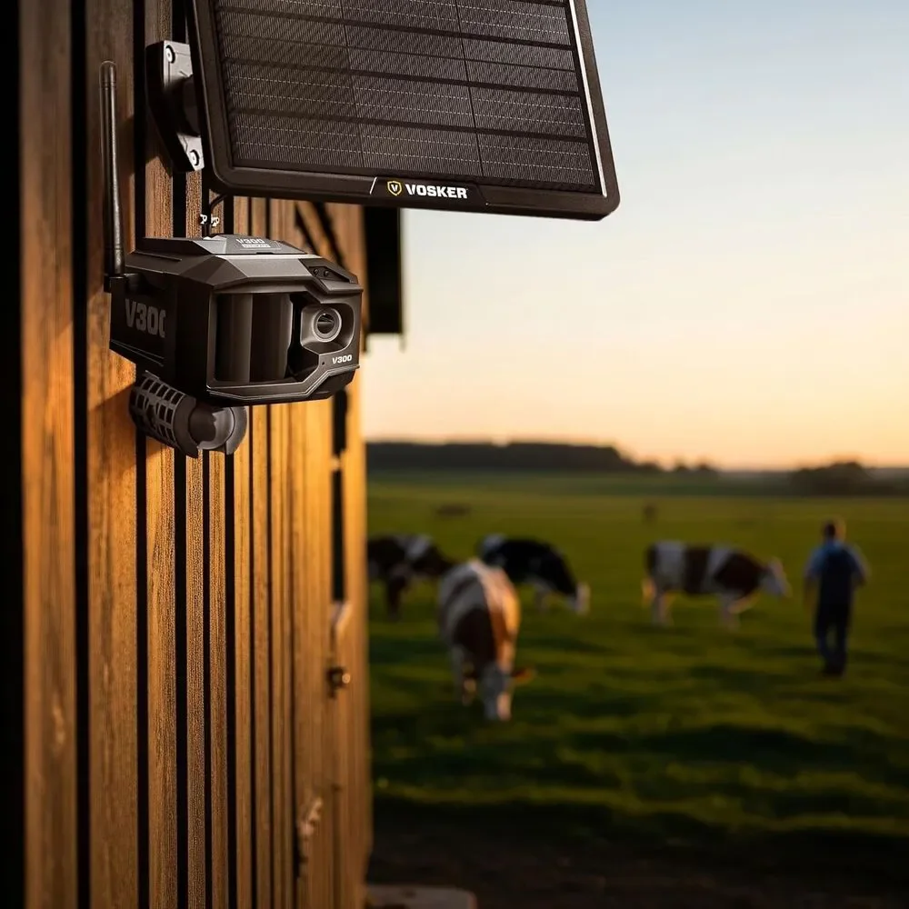 Vosker V300 Ultimate Farmers Pack Outdoor Security Camera with External Solar Pa